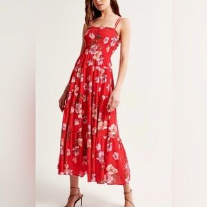 Abercrombie & Fitch Red Floral Maxi Dress